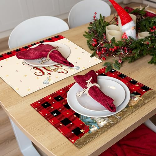 Juego De 6 Manteles Individuales De Navidad De Cuadros De Bu