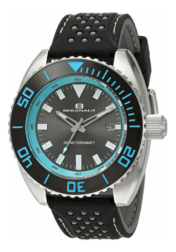 Reloj Hombre Oceanaut Oc0521 Cuarzo Pulso Negro En Caucho