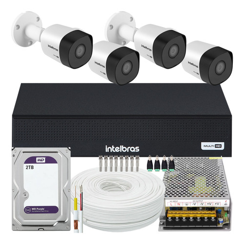 Kit 4 Cameras Seguranca Intelbras 3230 1080p 10a 2tb Purple