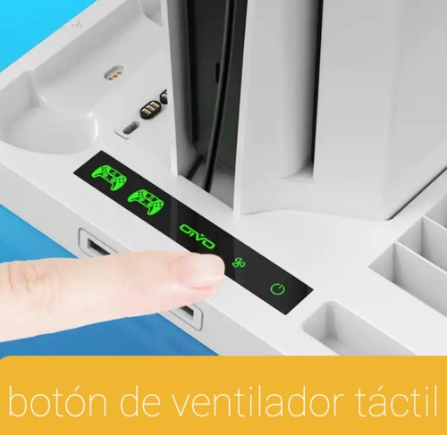 Imagen 3 de 10 de Base Cargador 2 Joystick Y Cooler Para Ps5 Disco / Digital