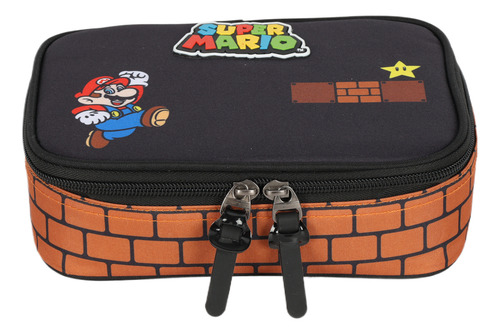 Estojo Escolar Box Quadrado Super Mario - Marrom