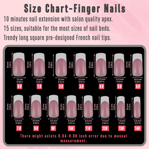 Jgo Puntas De Uñas Francesas A Juego Kit De Puntas De Uñas C