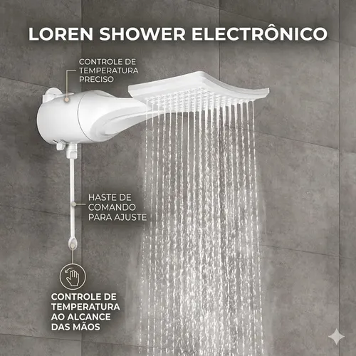 Ducha Chuveiro Loren Shower Eletronica 220v 7500w Lorenzetti Branco 7.5 Kw