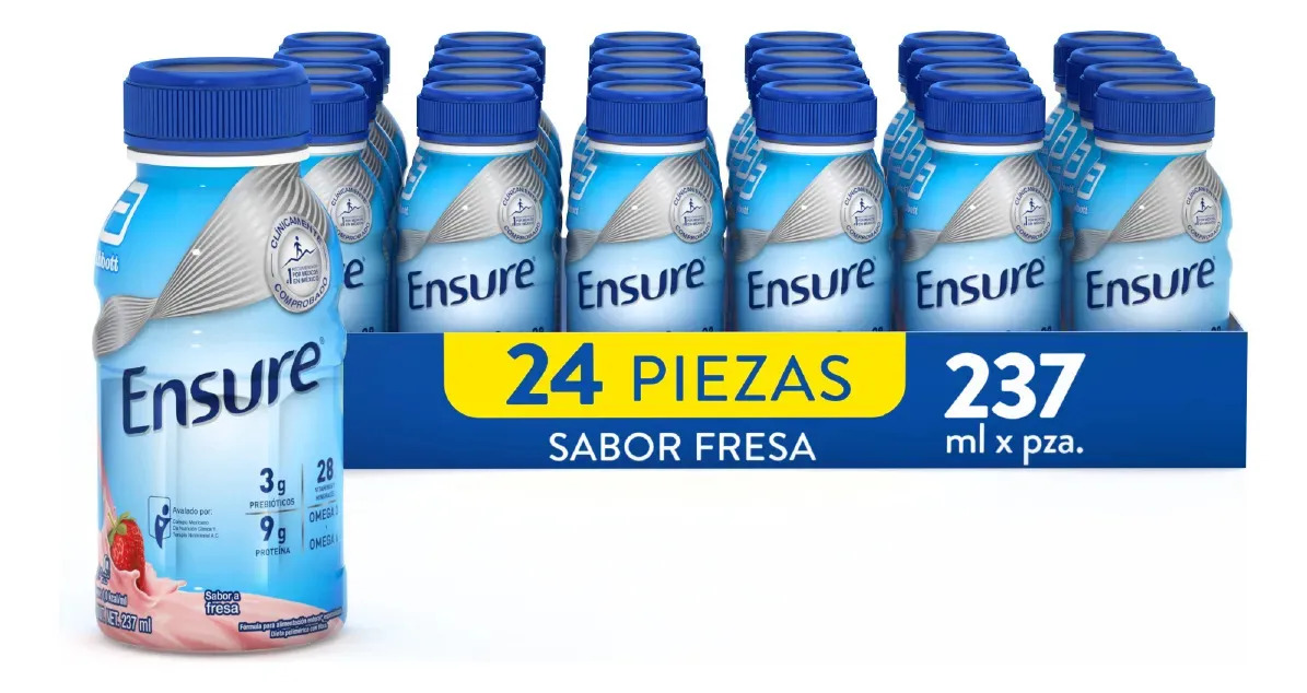 Ensure Clásico Fresa – Fórmula Nutricional | Pack 24 piezas de 237ml