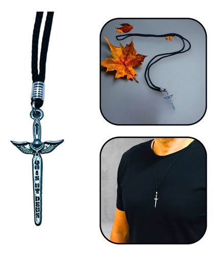 Colar Cordão Espada De São Miguel Arcanjo Prateado