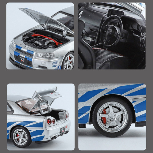 Rápido Y Furioso 2 Brian Nissan Gtr R34 Con Luz Sonido 1/24