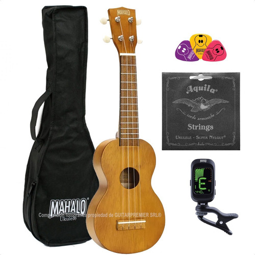 Ukelele Soprano Mahalo Funda Curso Afinador Cuerdas Aquila +