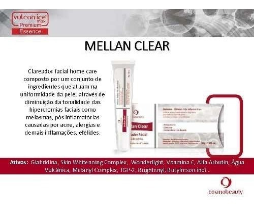 Crema blanqueadora Mellan Clear Melasma Cloasma Cosmobeauty, 30 g, tiempo de aplicación: día/noche, tipo de piel normal