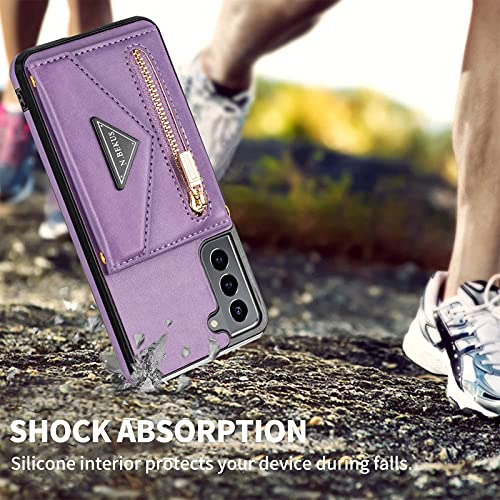 Funda Cartera Para Galaxy S21 Fe 5g Morado 6.4 PuLG Piel