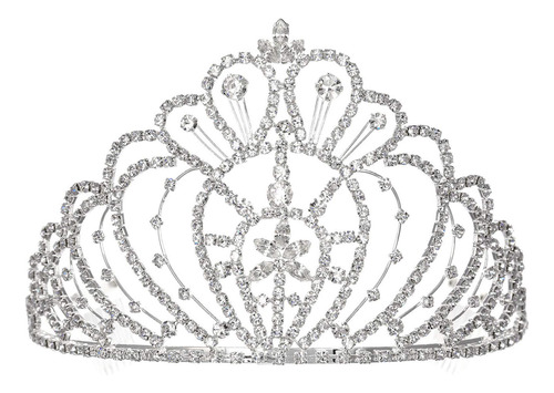 Corona De Tiara De Flor De Reina De 4-3 / 8  Grand Pageant Q