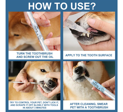 4caneta Clareadora Limpa De Cuidados De Dentes Para Cachorro