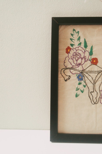 Imagem 9 de 10 de Panô Bordado A Mão | Estampa Quadro Útero