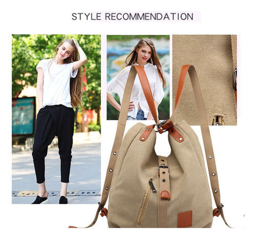 Bolso De Hombro De Gran Capacidad Para Mujer Mochila De Lona
