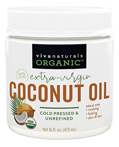 Viva Naturals Aceite De Coco Virgen Orgánico 16 Fl Oz / 473 