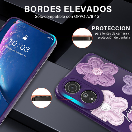Funda Para Oppo A78 4g Carcasa Uso Rudo Con Flores Dibujos