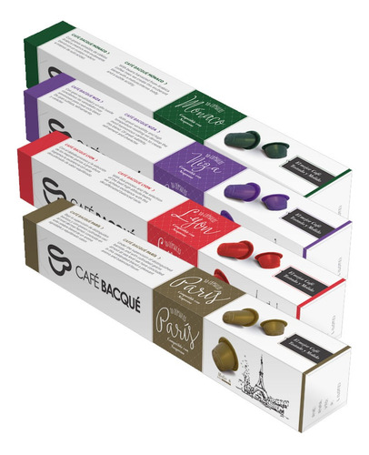 Pack 4 Cajas Degustacion Cafe Capsula Nespresso Bacque