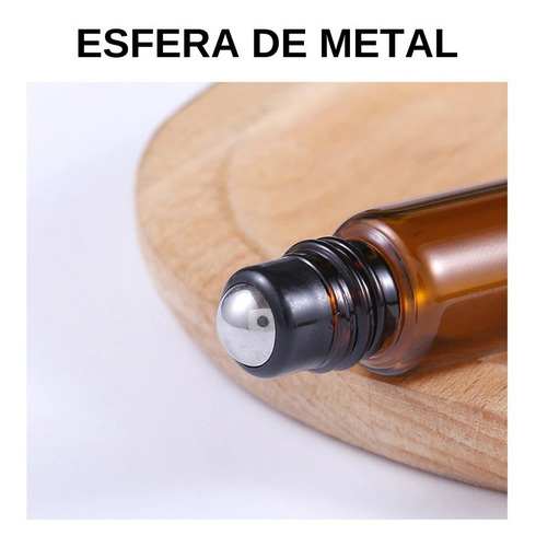 Frasco 3ml Vidro Ambar Rolon Esfera Metal Tampa Kit 10pçs