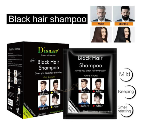 Shampoo Colorante Negro Para Cubrir Canas En 5 Minutos 10sob