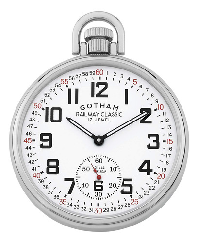 Gotham Gwc14108s - Reloj De Bolsillo Para Hombre, Acero Inox