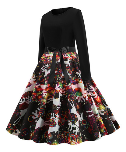 Vestido H Para Mujer Con Estampado De Patchword Vintage Rock