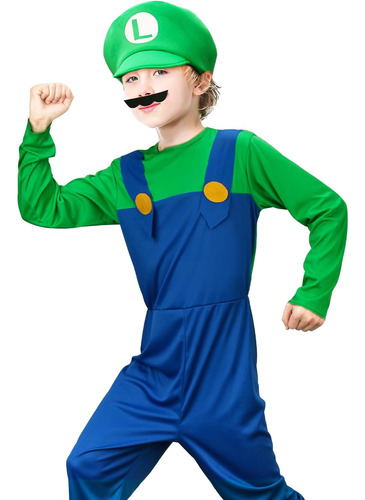 Disfraz De Luigi Para Niño Talla 11-12 Años-verde