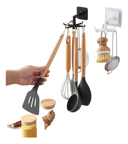 Gancho Colgador Cocina Giratorio Adhesivo Hogar Utensilios 