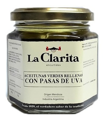 Aceituna Verde Con Pasas De Uva X190g La Clarita