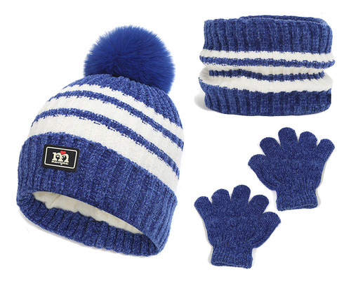 Gorro Navideño Para Niños, Bufanda, Guantes 3 En 1, Tejidos