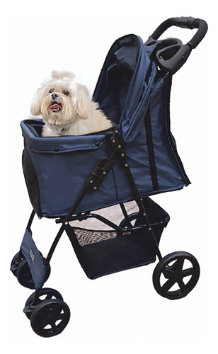 Carrinho De Passeio Para Pets Cães E Gatos Até 15kg Azul Tuut