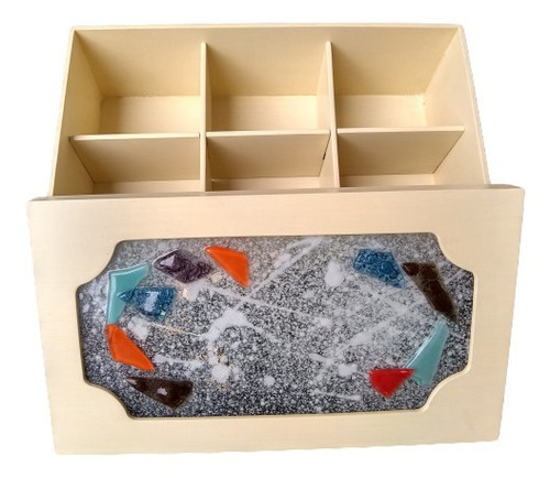 Caja De Te De Madera Con Tapa En Vitrofusion 15x25 Cm