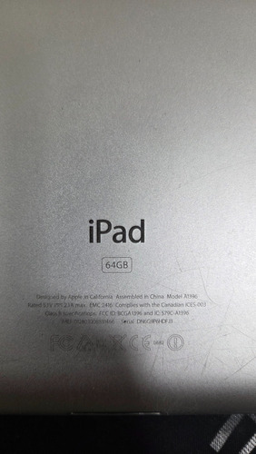 Ipad 2nd Gen A1396 9.7 64gb Negro 512mb Ram Plateado (Usado)