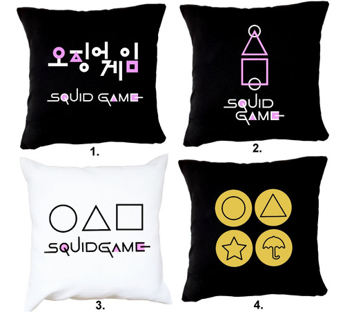 Imagen 2 de 5 de Almohadones Estampados Squid Game Juego Del Calamar 40x40cm