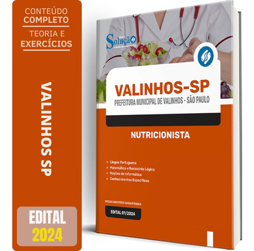 Apostila Prefeitura De Valinhos Sp 2024 - Nutricionista