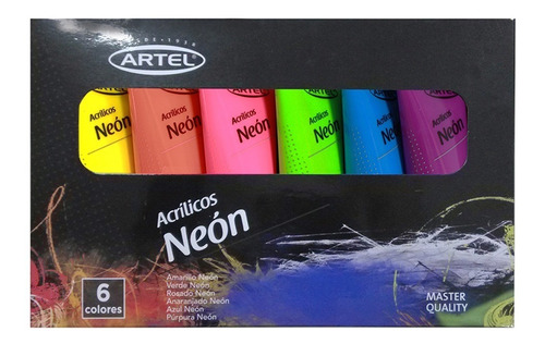 Set 6 Pinturas Acrilicas Neon 22ml. Artel (6 Colores)