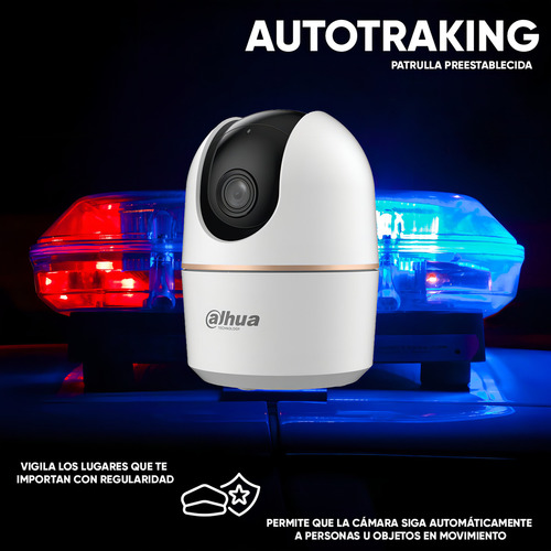 Dahua Cámara Ip Domo Motorizado Wifi Resolución 3mp Detección De Humanos Y Mascotas Por Ia Ir De 10m Wifi 6 Audio Bidireccional Alarma Ranura De Microsd Seguimiento De Objetos Vista 360 Color Blanco