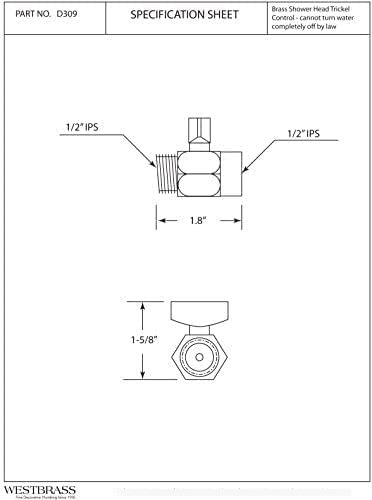 D309-62 1/2 Arm Volume Flow Control Trickle Valve, M...
