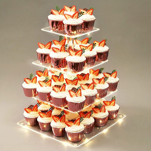 Soporte Para Cupcakes De Postre De 4 Niveles Con Luces Led