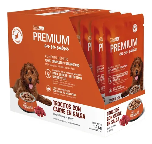 Vitalcan Pouch Premium Perro Cachorro Sabor Carne 100g X 12