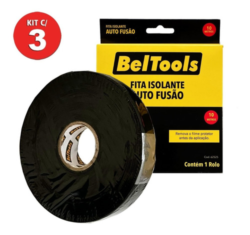 Kit 3 Fita Isolante Auto Fusão 19mm X 10 Metros Beltools