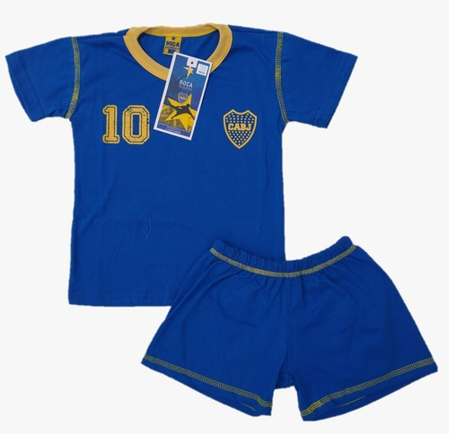 Pijama Oficial Boca Juniors Verano Algodón Futbol Tall 12-16