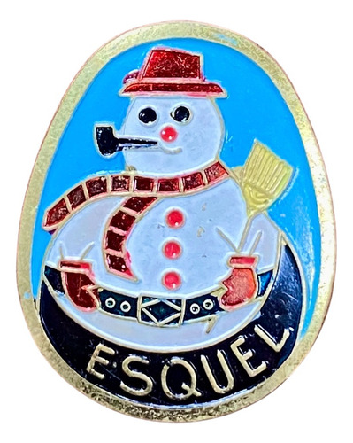 Pin Prendedor Esquel Muñeco De Nieve Esmaltado Blanco Muñeco De Nieve (Usado)