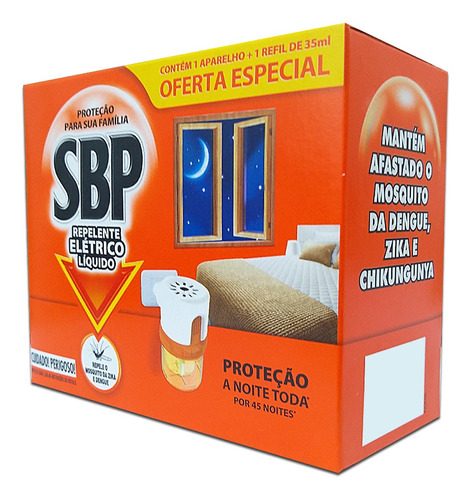 Repelente Elétrico Líquido Sbp 45 Noites Aparelho + Refil