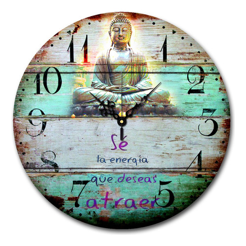 Reloj  Vintage 42 Cm Buda Sé La Energía Que Deseas Atraer