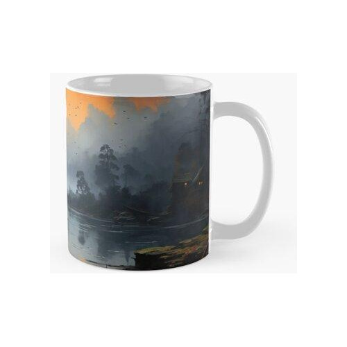 Taza Una Pintura De Una Casa Junto Al Río 059 Calidad Premiu