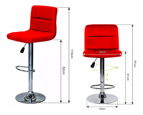 Set 2x Sillas De Bar - Rojo - B009