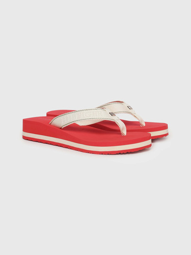 Sandalias Roja Monograma Metálico De Mujer Tommy Hilfiger