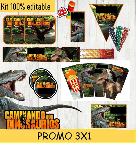 Kit Imprimible  3x1 Caminando Con Dinosaurios