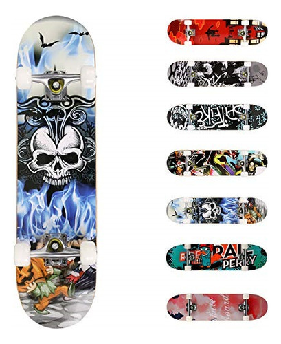 Tabla De Skate Completa 7 Capas Luz Led Variedades 