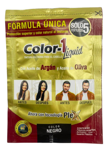 Tintura Cubre Canas 5 Minutos Color1 Brillo Hidratación Plex