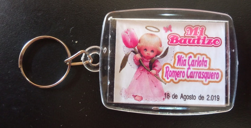 Llaveros Recuerdos De Bautizo De Niña Personalizados